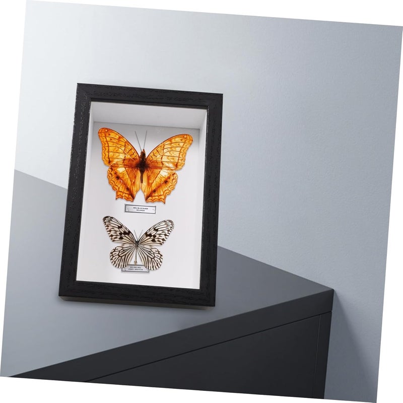 Box Frame Glass Window Rustic Wooden Display Case for Dried Flowers Medals and Photos Decor Black - Image 5