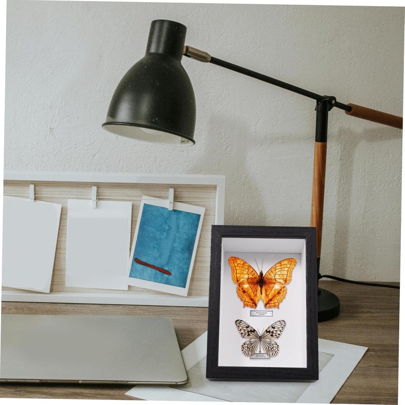 Box Frame Glass Window Rustic Wooden Display Case for Dried Flowers Medals and Photos Decor Black - Image 4