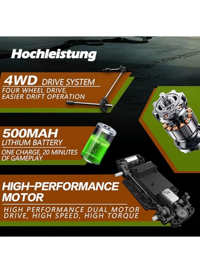 سيارة انجراف RC بمقياس 1:24 مستوحاة من بورشه، دفع رباعي، 2.4GHz بسرعة 20 كم/س، لعبة سباق مع أضواء LED وعجلات انجراف وحواجز طريق - Image 4