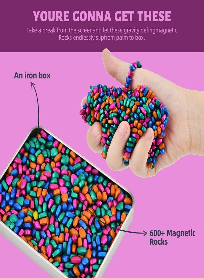 LCVUUK Magnetic Putty Stones,Multicolor More Than 600 Weak Magnetic Smooth Ferrite Pebbles, Magnet Rock Desk Toys and Time-Killer for Adults - Image 3