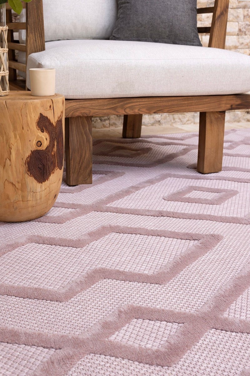 Koza Home Koza Hali Silva Pink Carpet Washable Carpet Balcony Carpet Living Room Hallway Bedroom Carpet 58594A 120 x 180 - Image 1