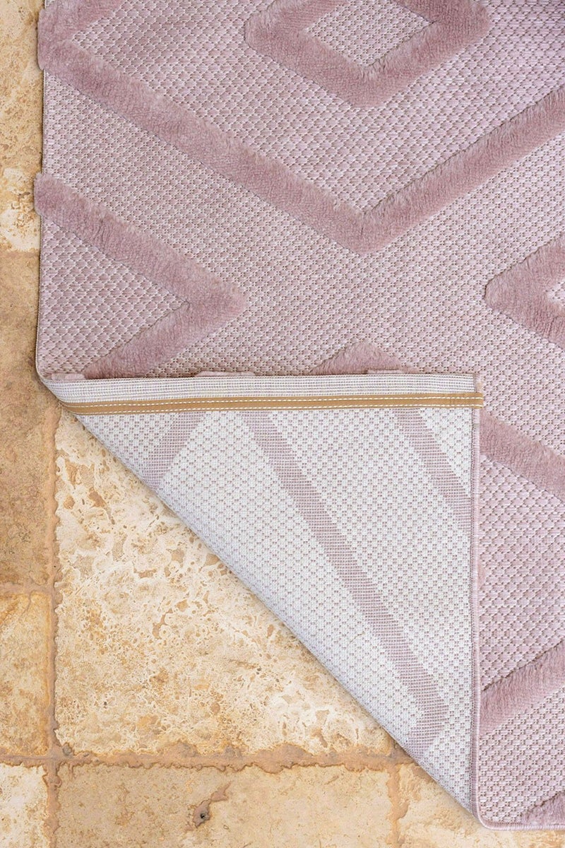 Koza Home Koza Hali Silva Pink Carpet Washable Carpet Balcony Carpet Living Room Hallway Bedroom Carpet 58594A 120 x 180 - Image 4