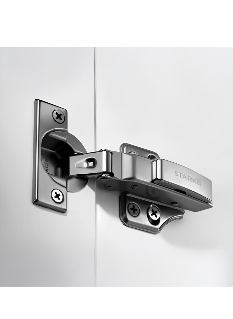 STARKE Pack of 4 Full Overlay Soft Close Fast Mounted 1 Section Force Buffering Hinge - Black Electroplated, 105 Degree Opening Angle, 14-22 mm Application, Protective Cover & Screws included.  - Image 3