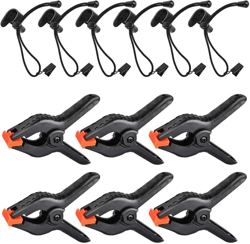 SHOPEE 6 PCS Set Background Clips Photography Backdrop Support Spring Clamp 4.3"/11cm for Muslin, Canvas, Paper, Chromakey Screen, Heavy Duty Clip, Photo Studio,Stand, Backdrops Backgrounds - Image 1