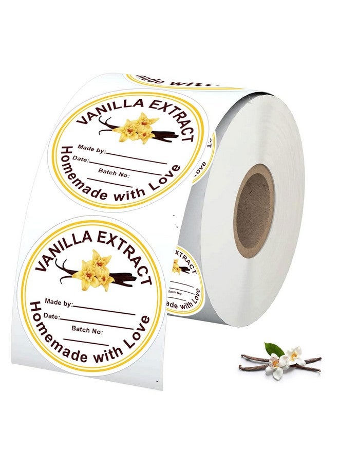 wootile 500 Pcs Vanilla Extract Stickers Labels Christmas Gift Stickers For Bottle Vanilla 2 In Homemade With Love Vanilla Extract Stickers For Handcrafted Vanilla Bottles,Kitchen Pantry,Jar,Organization  - Image 1