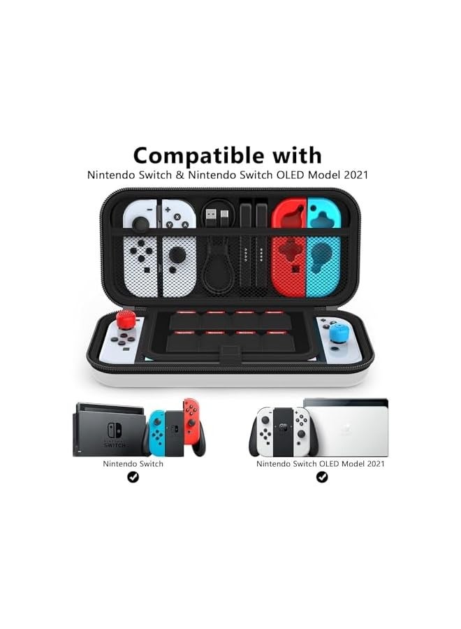 PROMASS Nintendo Switch Carrying Case Shockproof & Waterproof Hard Shell Nintendo Switch Travel Case for Console Joy-Cons Game Cards Cables etc Fit for Nintendo Switch/OLED/Lite Accessories Black Unisex,Black - Image 2