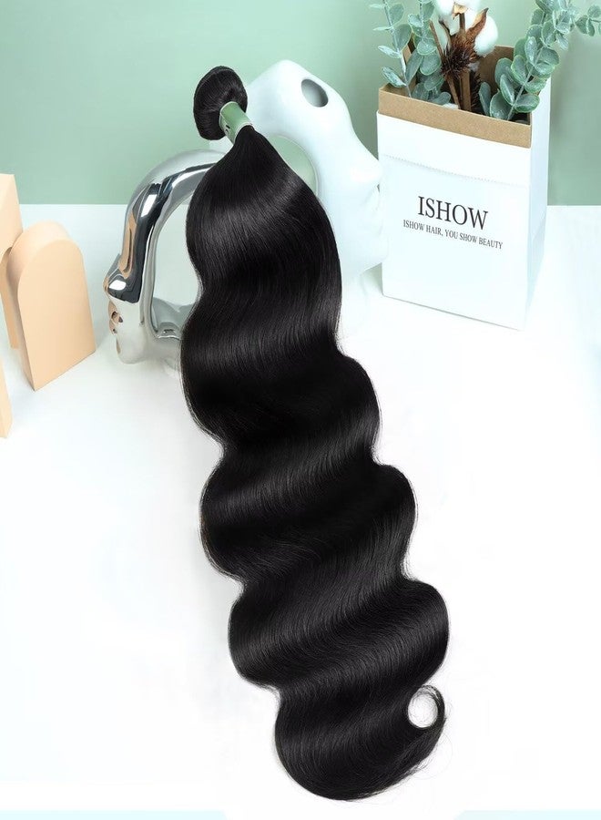 ISHOW Raw Human Hair Bundles, 100% Unprocessed Virgin Human Hair, 15A Body Wave Premium Quality Bundles Producer, 20 Inch Single Bundle, Long Lasting, Color 1B - Image 1