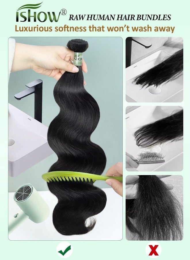 ISHOW Raw Human Hair Bundles, 100% Unprocessed Virgin Human Hair, 15A Body Wave Premium Quality Bundles Producer, 20 Inch Single Bundle, Long Lasting, Color 1B - Image 5