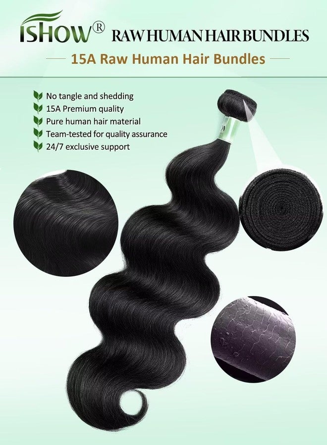 ISHOW Raw Human Hair Bundles, 100% Unprocessed Virgin Human Hair, 15A Body Wave Premium Quality Bundles Producer, 20 Inch Single Bundle, Long Lasting, Color 1B - Image 4