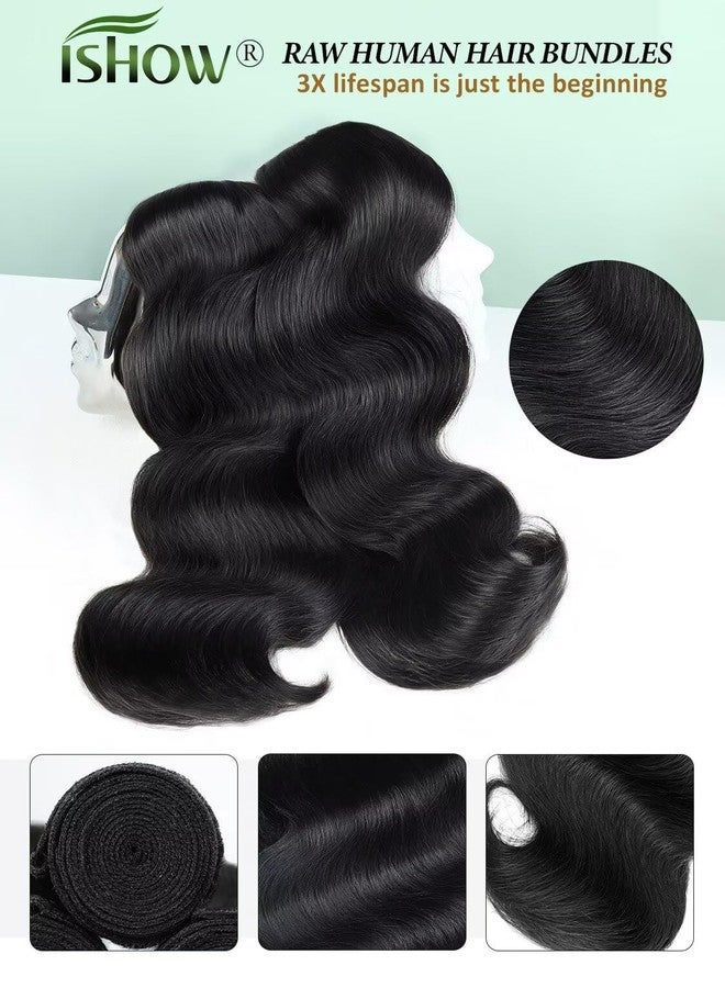 ISHOW Raw Human Hair Bundles, 100% Unprocessed Virgin Human Hair, 15A Body Wave Premium Quality Bundles Producer, 20 Inch Single Bundle, Long Lasting, Color 1B - Image 3