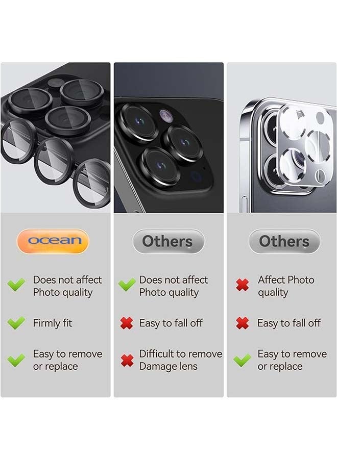 أوشن ثلاثة حزمة متوافق مع اي فون 15 برو ماكس عدسة الكاميرا حامي 9H تشديد الغطاء الزجاجي ، ومكافحة السقوط ، ومكافحة الصفر ، ليلة اطلاق النار على الوضع - Image 2