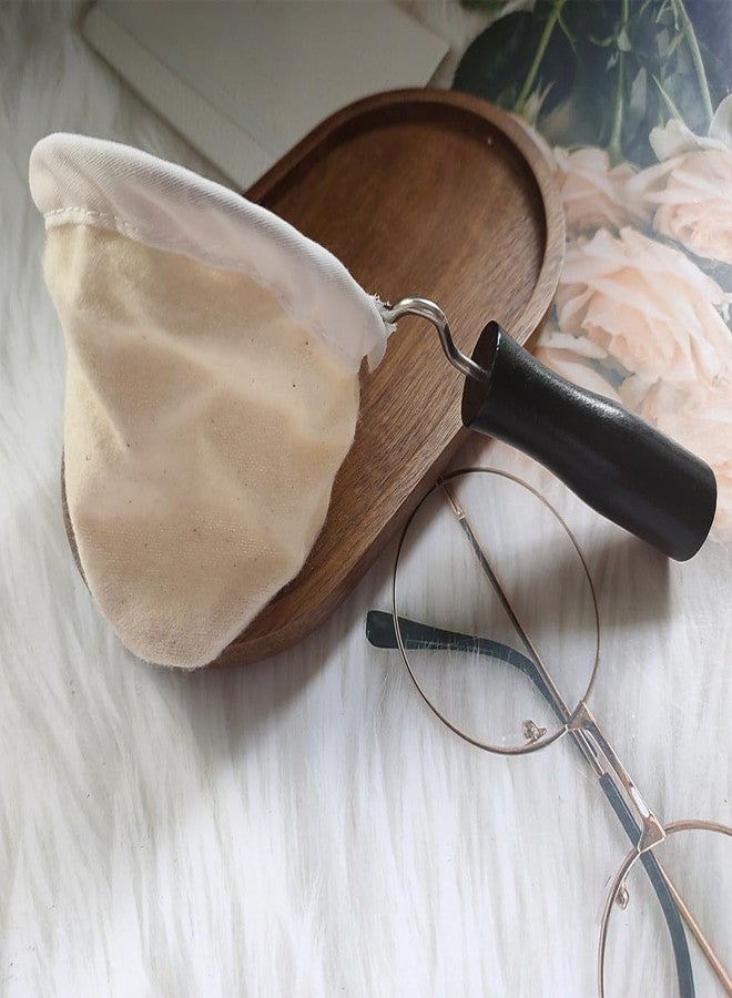 Honkenda Reusable Coffee Filter with Wooden Handle, Cafe Flannel Cloth Filter Strainer Bag for Coffee Lover, Small Handmade Coffee Sock(S) - Image 4
