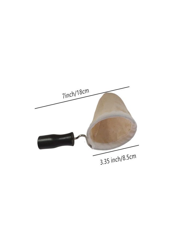 Honkenda Reusable Coffee Filter with Wooden Handle, Cafe Flannel Cloth Filter Strainer Bag for Coffee Lover, Small Handmade Coffee Sock(S) - Image 2