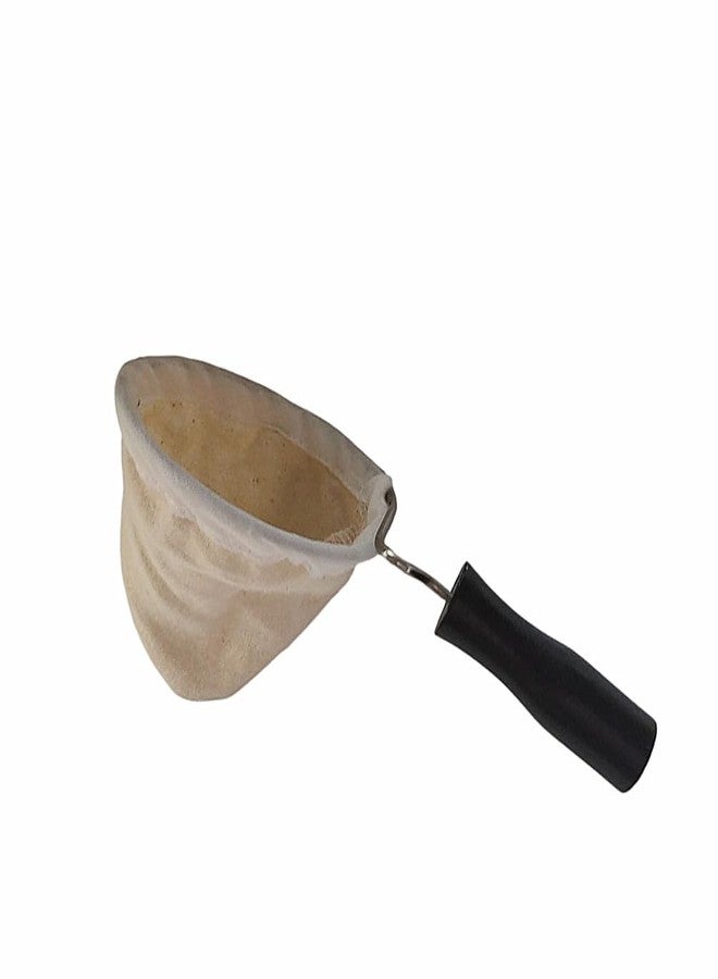 Honkenda Reusable Coffee Filter with Wooden Handle, Cafe Flannel Cloth Filter Strainer Bag for Coffee Lover, Small Handmade Coffee Sock(S) - Image 1