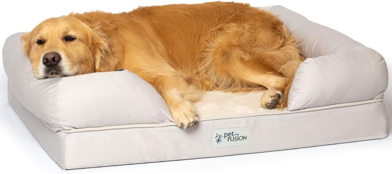petfusion Large Dog Bed w/Solid 4" Memory Foam, Waterproof Liner, YKK Premium Zippers. [Sandstone, 36x28x9 - Sized for Medium & Large Dogs]. Breathable Cotton Blend Cover, Removable & Easy to Clean - Image 1