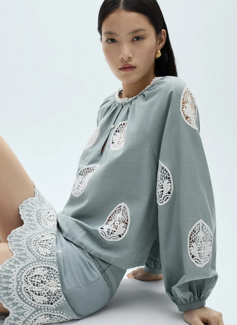 MANGO Embroidered Details Blouse