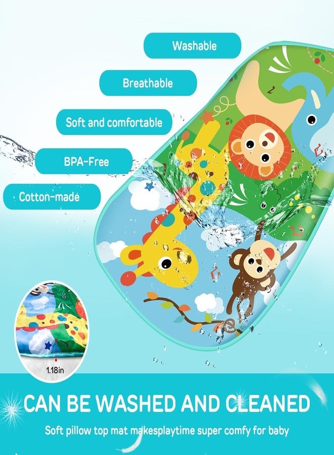 Recluse Baby Kick and Play Piano Colorful Play Gym with Lights, Music and 5 Hanging Rattles Jungle Theme Play Mat Carpet with Musical Keyboard Activity Portable Playmat Gifting Toy for 0-18 Months - Image 2