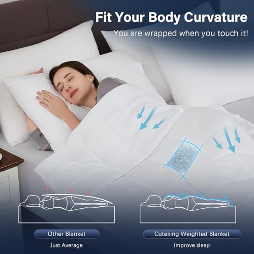 CuteKing Weighted Blanket for Adults: Weighted Blanket with Premium Glass Beads - Breathable Heavy Blanket for Comfort Sleep - Thick Blanket for Adult All Season (20lbs, 60"x80", White) - Image 5