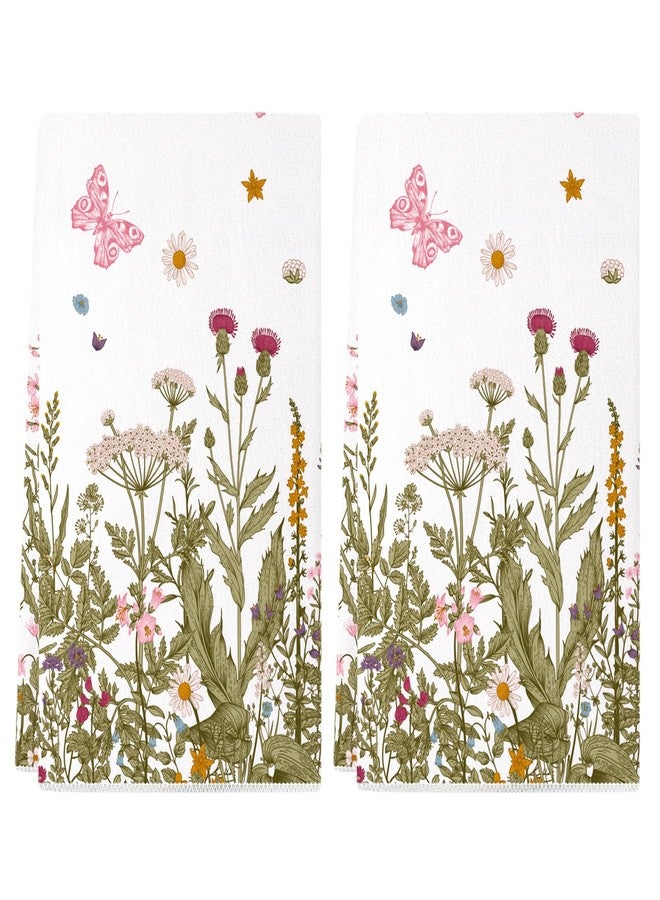 Siilues Spring Kitchen Towels, 18x26 Inch Wildflower Floral Dish Towels Seasonal Summer Holiday Decoration Hand Towels Set of 2 - Image 1