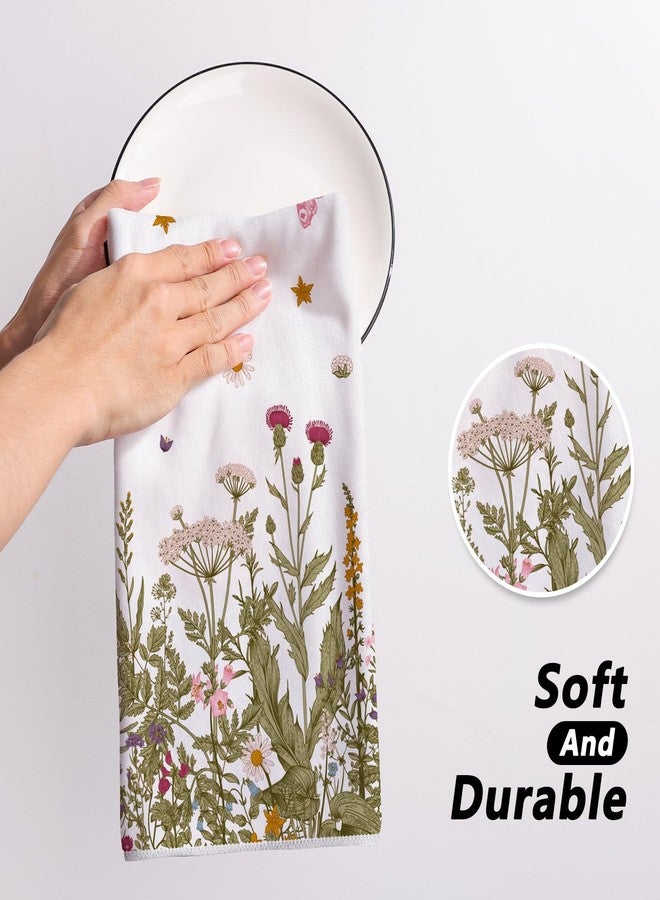 Siilues Spring Kitchen Towels, 18x26 Inch Wildflower Floral Dish Towels Seasonal Summer Holiday Decoration Hand Towels Set of 2 - Image 5