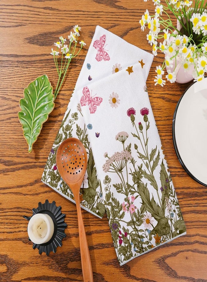Siilues Spring Kitchen Towels, 18x26 Inch Wildflower Floral Dish Towels Seasonal Summer Holiday Decoration Hand Towels Set of 2 - Image 3