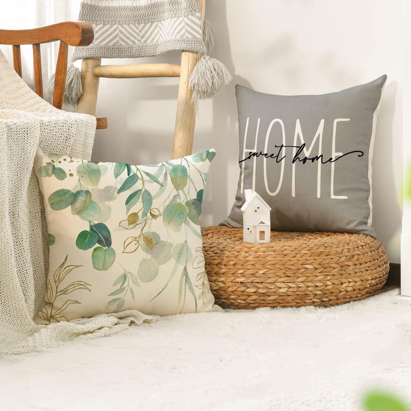 KASTWAVE All environment compatible Throw Pillow Covers, Set of 4 Eucalyptus Leaves Throw Pillow Covers Decorative Pillow Cases for Sofa Couch Living Room Outdoor (45 * 45 cm) Solid anti-deform - Image 2