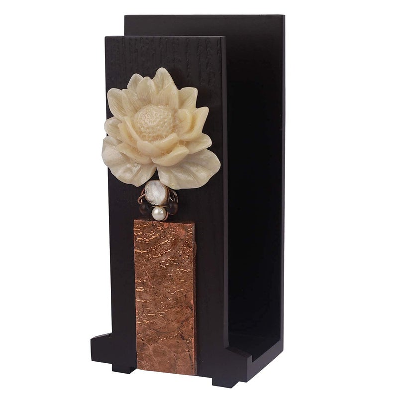 Cocktail COCKTAIL Handcrafted Wooden Hand Towel Holder| Towel Stand for Bathroom| Napkin Holder for Washbasin| Towel Stand| Guests Towel Organizer Rack| Bathroom Accessories |Towel Rack Brown (Lotus-C) - Image 5