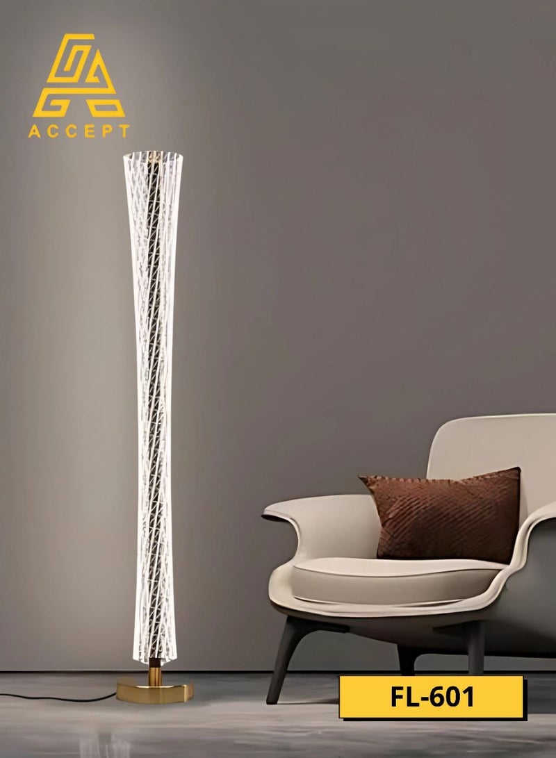 ACCEPT LED Acrylic Floor Lamp with Gold Base Electric Operated with 3 Colors Switch for Lighting White, Yellow and daylight - Image 1