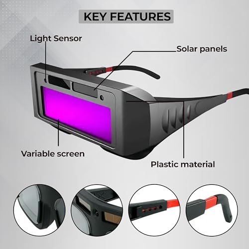 Robustt Auto Darkening Welding Goggles - Pack of 1 | PC & ABS Material | Adjustable Wearing Design | Solar Welding Goggles | UV Resistant | Multi Purpose - Image 4