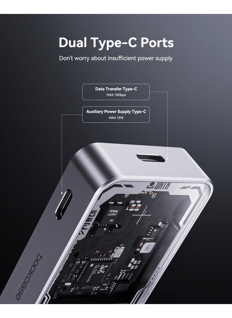DOCKCASE Dockcase Explorer Edition M.2 NVMe SSD Enclosure,Support 10s PLP Prevents Write Data Loss,USB 3.2 Gen 2 Type-C (10 Gbps), fits NVMe PCIe,Size 2230/2242/2260/2280,Support M-Key B+M Key UASP  - Image 4