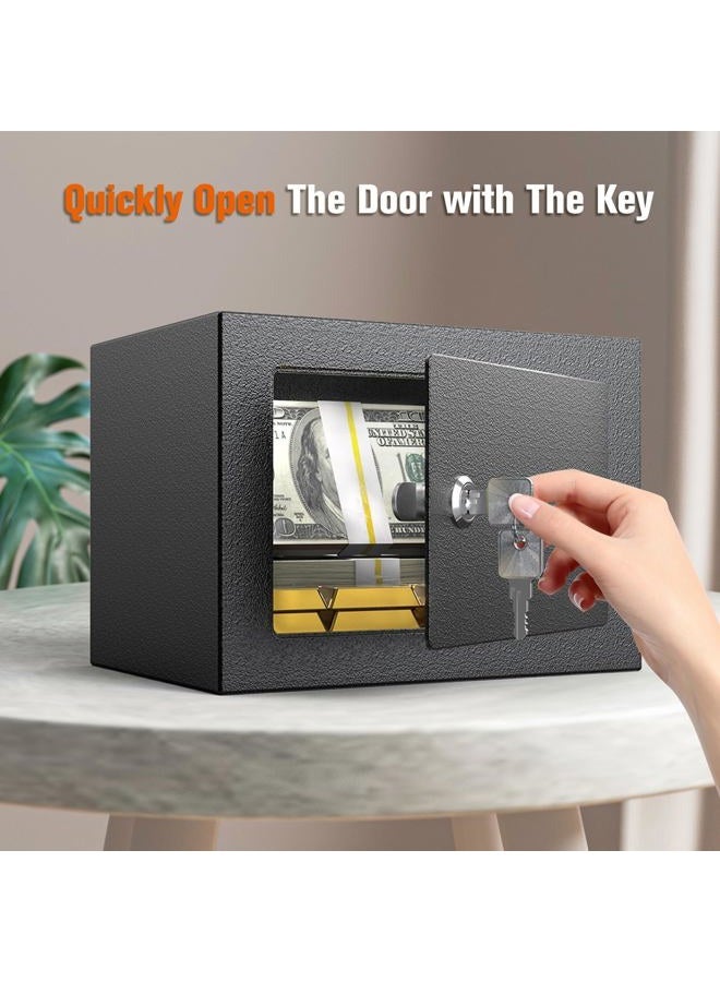 Patron Small Safe Box with Key Lock,Mini Safe for Money with Coin Slot，Steel Security Deposit Box for Cash Jewelry Coin，0.24 Cubic Feet - Image 3