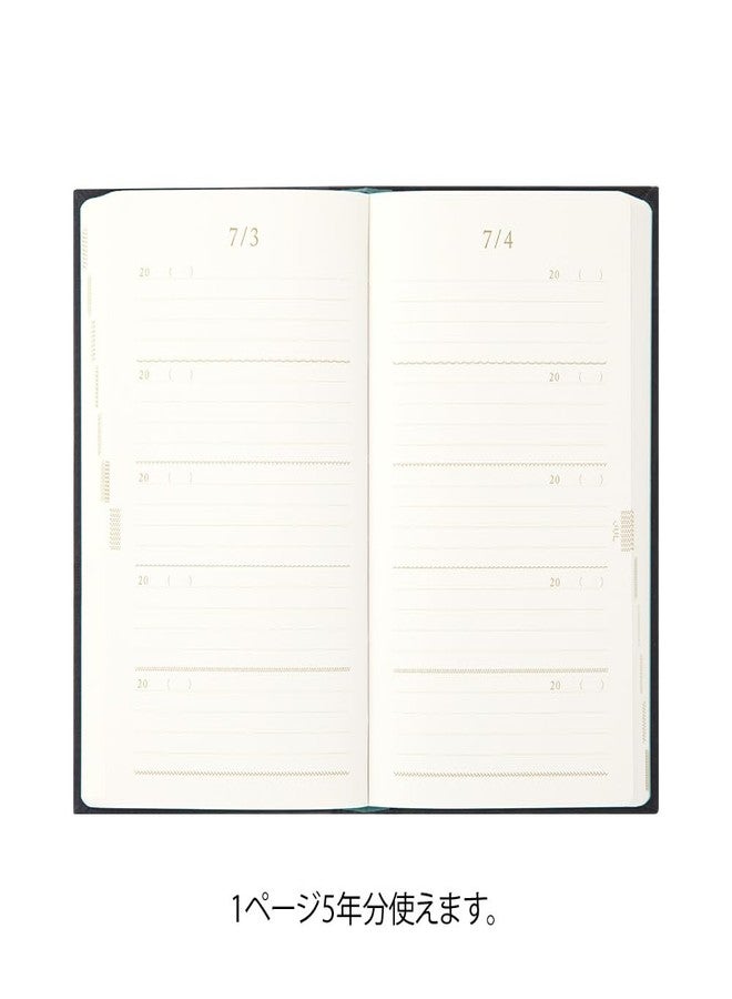 Midori Designphil Midori 12707006 Diary, 5 Year Consecutive Embroidery, Floral Print, Black - Image 4