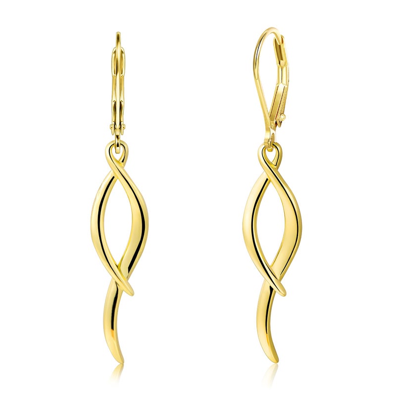 ALEXCRAFT Long Gold Earrings for Women, ALEXCRAFT 14K Gold Twisted Dangle Drop Leverback Earrings for Women Trendy Tassel Dangly Earring Hypoallergenic Lightweight Statement Elegant Long Dangling Drop Earring - Image 1