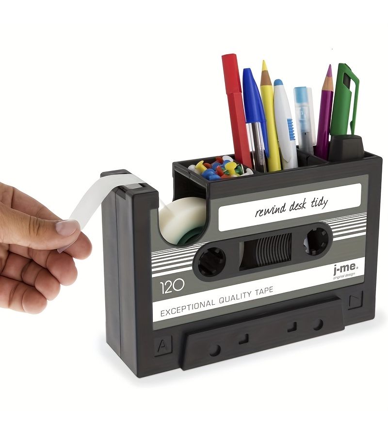 Pink Vintage Cassette Tape Dispenser Pen Holder - Image 5