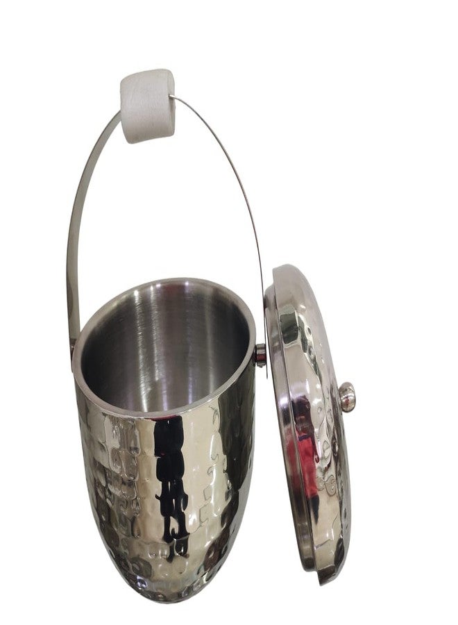 Shilp Shreshth Stainless Steel Double Wall ice Bucket Hammered 1500 ml - Image 4