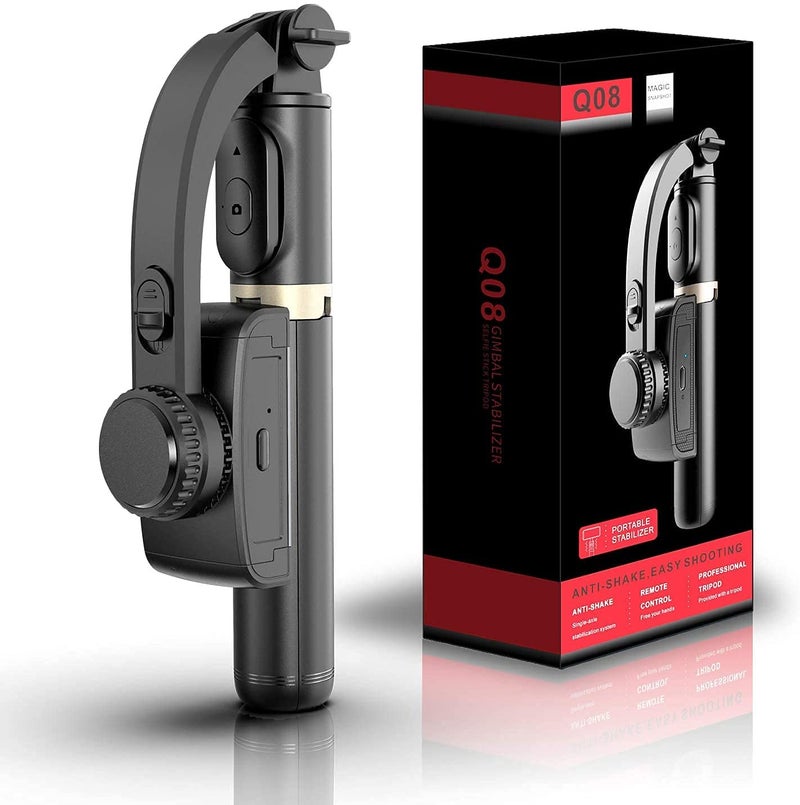 Hold Up مثبت جيمبال بزاوية 1 لمحطة الهاتف الذكي مع عصا سيلفي بلوتوث قابلة للتمديد وحامل ثلاثي، جهاز تحكم عن بعد متعدد الوظائف بتدوير تلقائي 360 درجة - Image 1