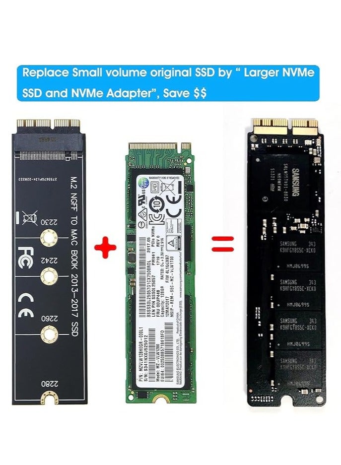 M.2 NVMe SSD to 12+16Pin Upgrade Adapter for MacBook Air (2013-2017 Year) A1465 A1466 and Mac Pro (Late 2013-2015 Year) (EPL-404HS-Pack-of-2)  - Image 1
