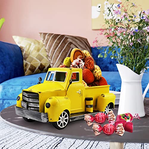 Fleecy day Sunflower Metal Truck with Artificial Flower Vintage Farm Pickup Farmhouse Tabletop Tiered Tray Decor, Rustic Farmhouse Decor for Table Top Decor Home Kitchen(Yellow) - Image 5
