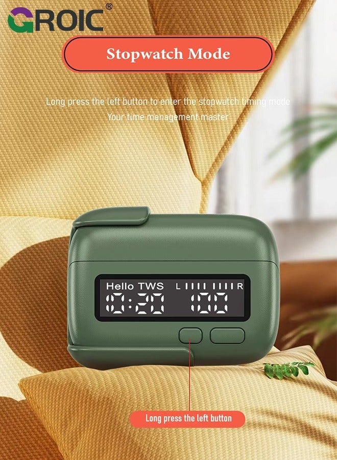 GROIC Green Mini Wireless Earbuds Bluetooth 5.3 in Ear Light Weight Headphones Built-in Microphone, IPX5 Waterproof, Immersive Premium Sound Long Distance Connection Headset with Charging Case  - Image 3
