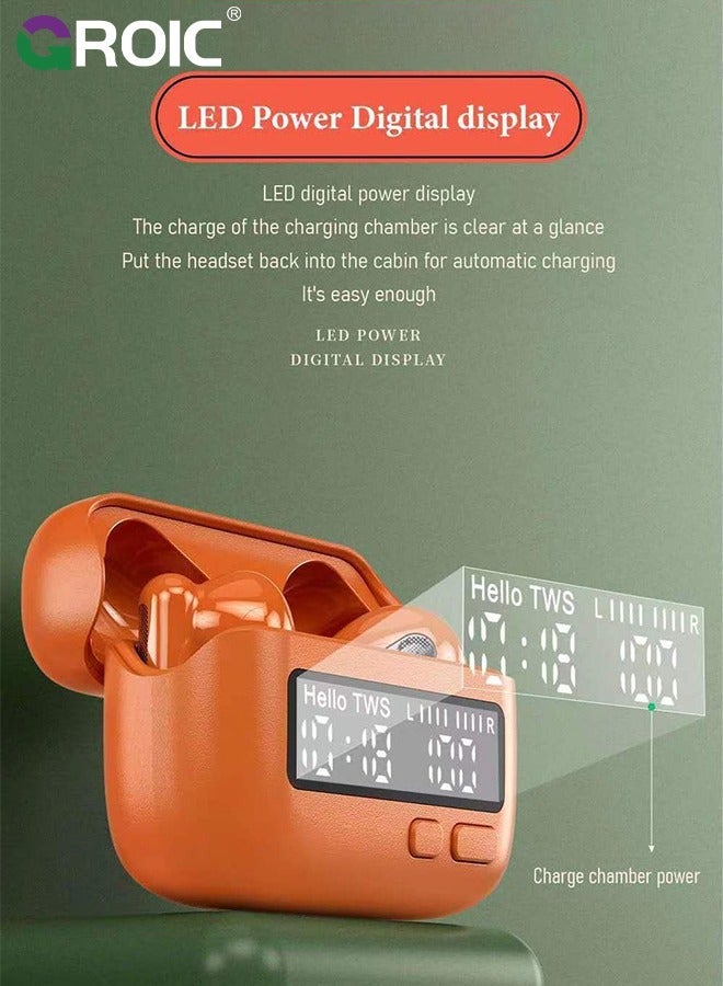 GROIC Green Mini Wireless Earbuds Bluetooth 5.3 in Ear Light Weight Headphones Built-in Microphone, IPX5 Waterproof, Immersive Premium Sound Long Distance Connection Headset with Charging Case  - Image 4