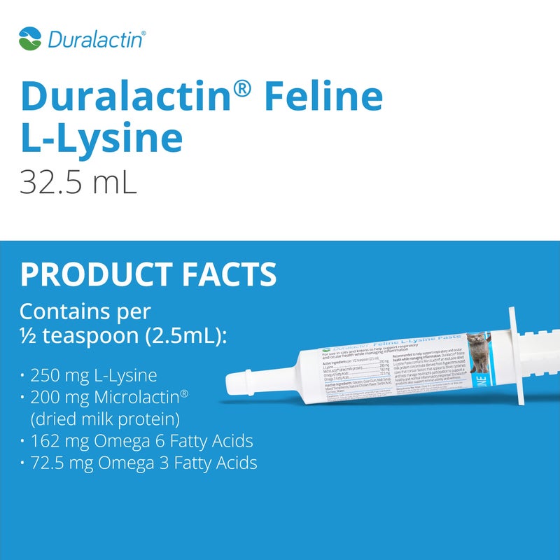 PRN Pharmacal Duralactin Feline L-Lysine Paste for Cats & Kittens - Supports Feline Joint, Respiratory & Ocular Health - Natural Chicken-Flavored Paste to Help Manage Soreness - 32.5mL (3 Pack) - Image 2