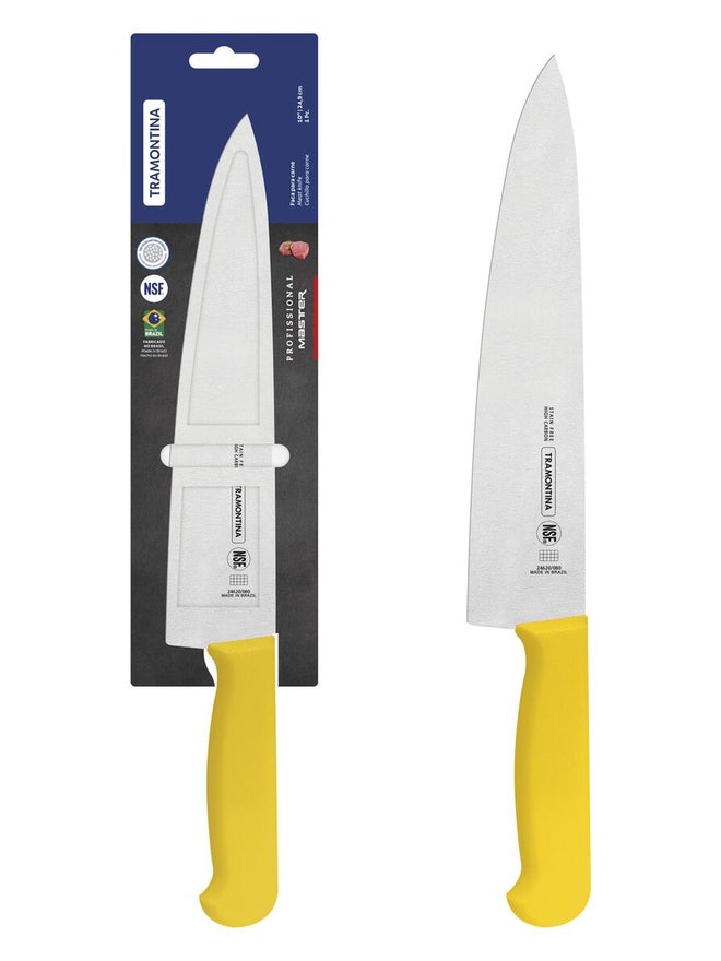 ترامونتينا سكين لحم ترامونتينا احترافي  بوصة بشفرة ستانلس ستيل ومقبض بولي بروبلين أصفر بحماية مضادة للميكروبات - Image 1