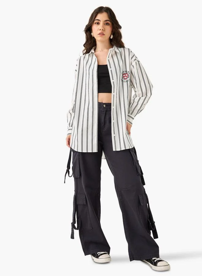 SP Characters Varsity Print Shirt with Long Sleeves