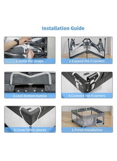 JCB CHIC Baby Playpen, 150×180cm Baby Gate Foldable Playpens for Babies and Toddlers, Extra Large Playpen with Door Play Yard for Baby Fence Indoor and Outdoor Play Pen,  Dark Grey  - Image 3