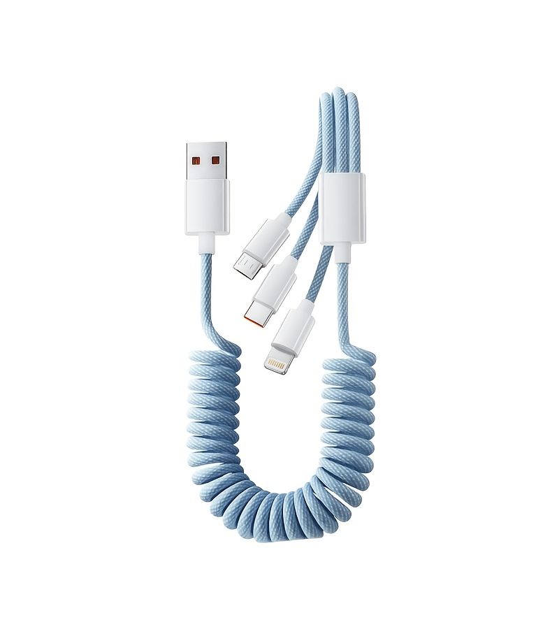 Versatile 3 In 1 Charging Cable Compatible with Iphone 14 15 16 17 Huawei And Xiaomi Smartphones Type C Connection Blue
