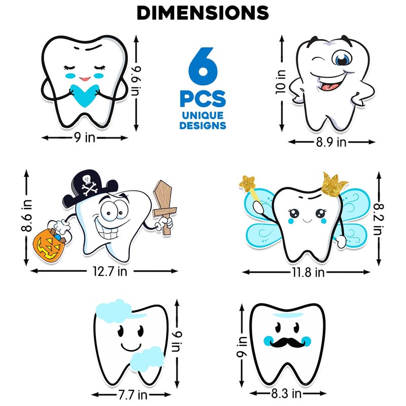 Zyozique مجموعة زيوزيك 65 - مجموعة زينة أسناني الأولى تتضمن لافتة ورقية لالتقاط الصور وبالونات، عناصر زينة الأسنان الأولى، عناصر زينة الأسنان 1، زينة حفل الأرز (أزرق) - Image 5