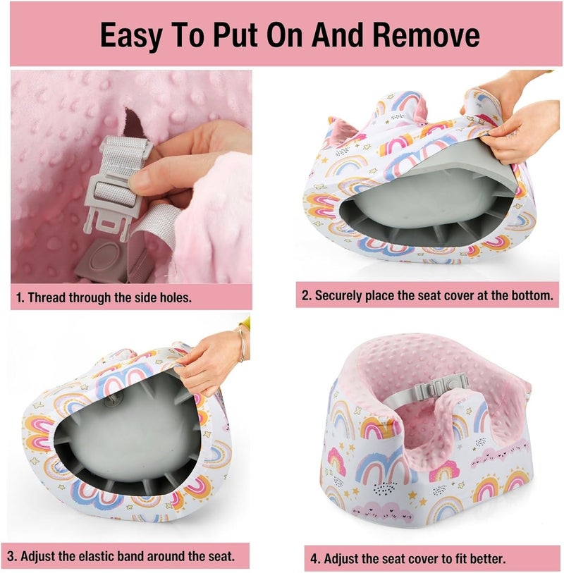 PandaEar Baby Seat Cover Compatible with Bumbo Seat Removable Floor Soft Seat Cover for Boys  Girls Breathable  AntiSlip Machine Washable Pink - Image 3