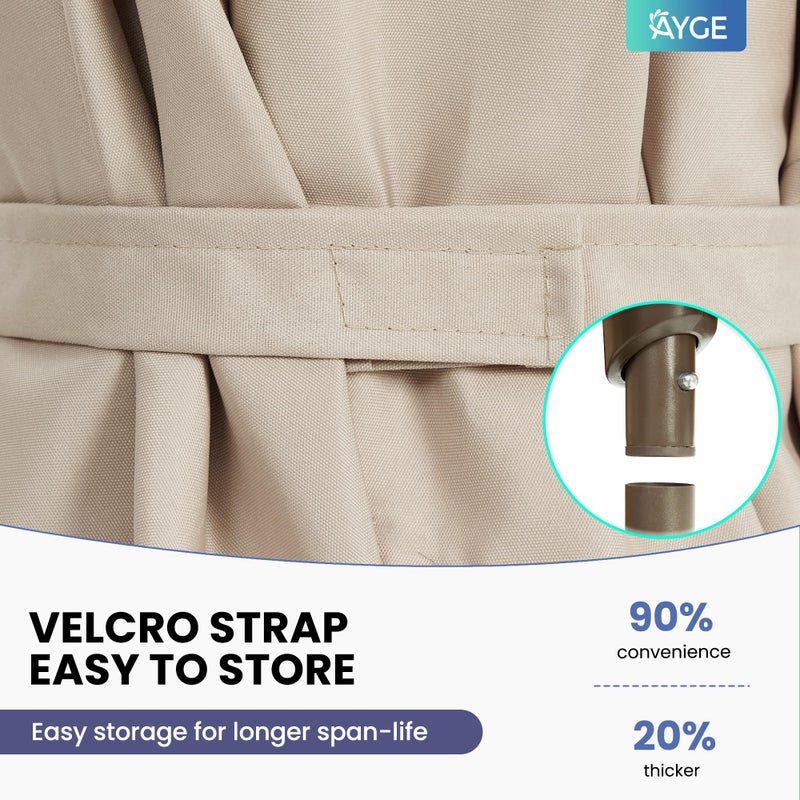 Ayge 6.5x10FT Rectangular Patio Umbrella Outdoor Table Umbrella w/Push Button Tilt & Crank Rectangle Market Umbrella UV Protection for Garden,Deck,Lawn,Yard & Pool,Beige - Image 4