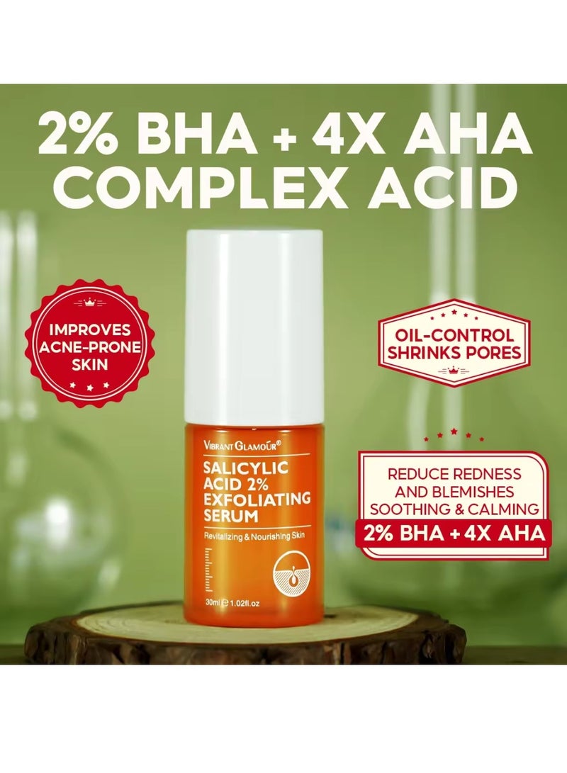 Vibrant Glamour Salicylic Acid Exfoliating Serum for Face Reduce Redness and Blemishes Soothing and Calming Moisturizing and Hydrating Revitalizing and Nourishing Skin Exfoliant Serum 30ml - Image 2