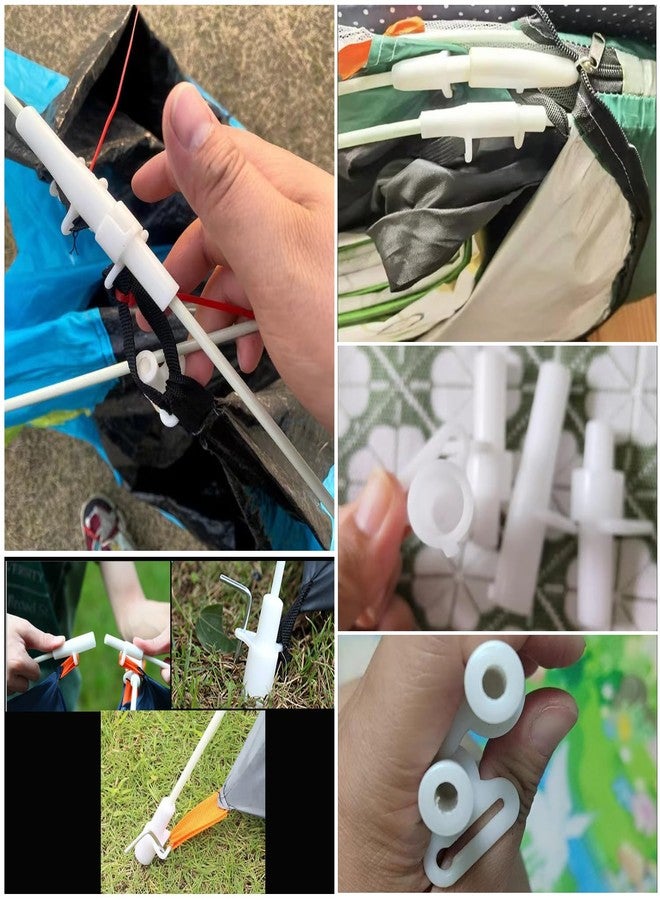 SquEqu 4 Set Tent Pole Joint Fittings Replacement 5mm Fiberglass Rod Wire Sleeve Bracket Foot End Support Insertion Snap Connector for Camping Tents Frame Aluminium Alloy Steel Wires Diameter 5mm - Image 5